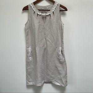 Woolrich Natural Linen Braided-Trim Mini Dress